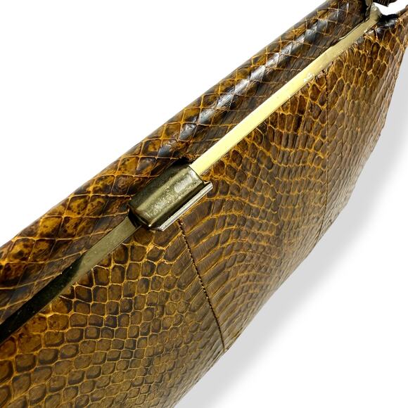 1950's brown snakeskin top handle purse - Picture 16 of 16